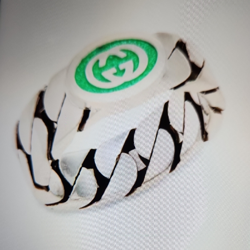 Gucci Sterling Silver Ring with Enamel Accents